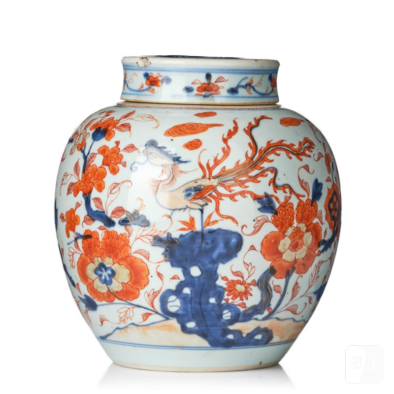 An imari jar wtih cover,